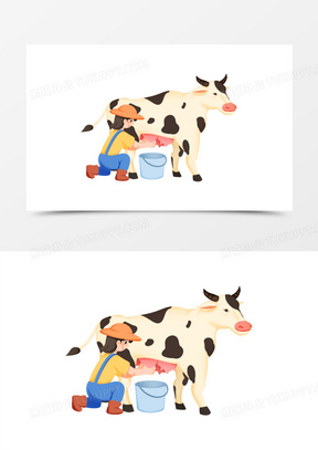 挤牛奶的小姑娘简笔画图片
