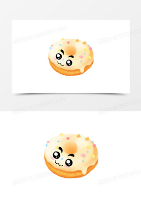 一组手绘插画风甜甜圈拟人表情套图元素