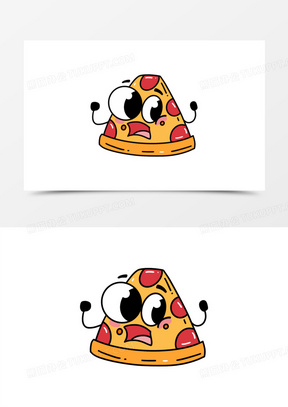 卡通手绘食物披萨拟人表情包之惊恐素材