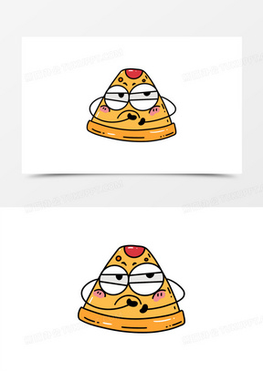 卡通手绘食物披萨拟人表情包之不开心素材