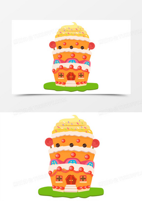 卡通糖果蛋糕城堡素材