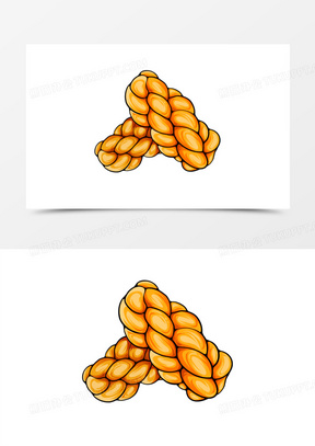 一组卡通国潮中式传统小吃插画合集之麻花素材