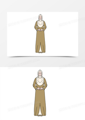 卡通简笔画中东人物免抠元素