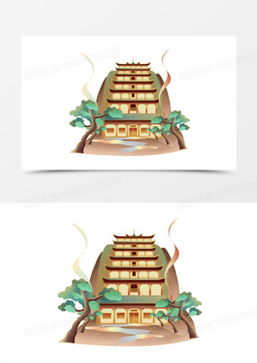 敦煌莫高窟图片简笔画彩色