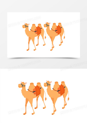 手绘矢量两只骆驼免抠素材