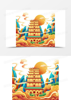 敦煌莫高窟图片简笔画彩色