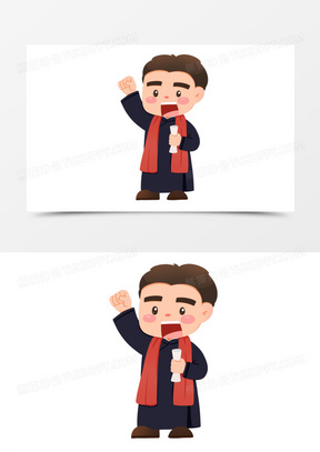 一组卡通q版手绘民国历史人物套图之呐喊的男子元素