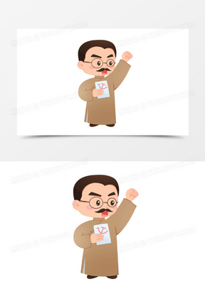 一组卡通q版手绘民国历史人物套图之呐喊的老师元素