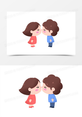 卡通q版可爱情侣亲吻免抠元素
