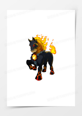 卡通火焰黑马