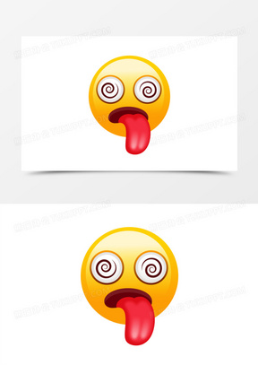 卡通黄脸晕头转向表情晕头表情元素