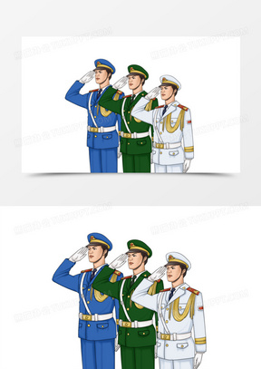 陆海空三位军人图片