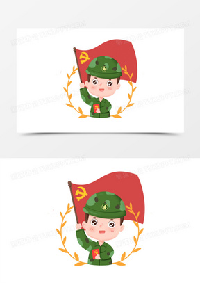 一组卡通q版人物宣誓套图之解放军宣誓免抠素材