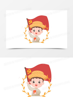 一组卡通q版人物宣誓套图之农民宣誓免抠素材