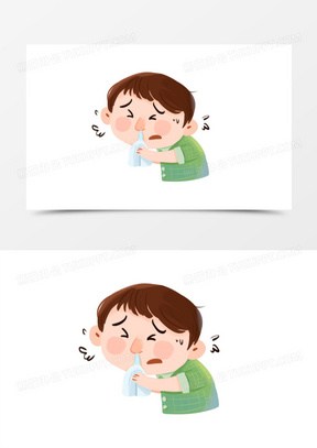 卡通男孩过敏性鼻炎免抠元素