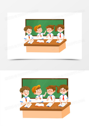 学生小组讨论图片卡通模板