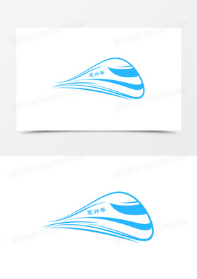 线条剪影蓝色复兴号高铁图标素材