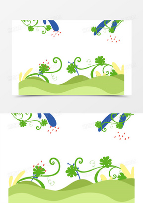 手绘插画风夏日西瓜藤底边框素材