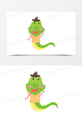 一组卡通可爱拟人风十二生肖动物之蛇素材