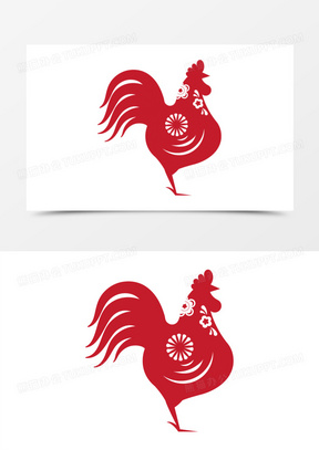 一组简约风矢量十二生肖剪纸合集之鸡免抠素材