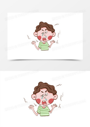 卡通手绘免抠惊恐的男孩表情包素材