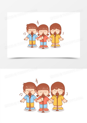 卡通可爱儿童合唱团插画元素