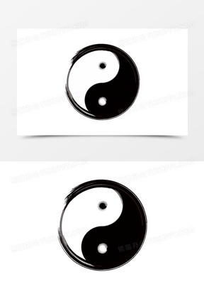 手绘黑白水墨八卦图素材