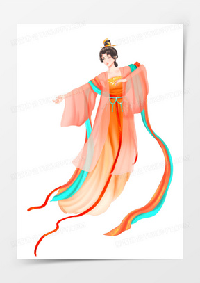 手绘插画风仙女下凡免抠元素