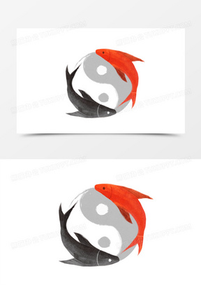 手绘水墨太极水墨八卦阴阳两级免抠元素