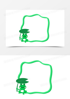60绿色卡通青蛙边框素材141卡通蜡笔风青蛙边框元素140卡通小青蛙边框