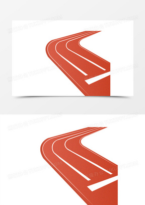 红色透视跑道道路弯道操场素材