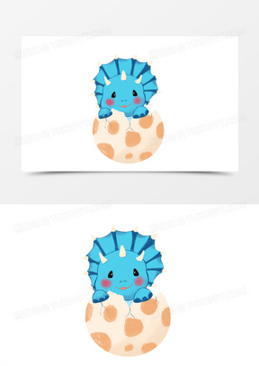 手绘可爱小恐龙破壳而出素材242可爱小恐龙01卡通蓝色可爱小恐龙91