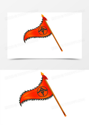 手绘卡通古代战场用令旗元素