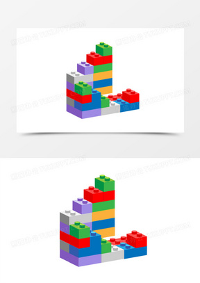 手绘矢量乐高楼梯插画元素