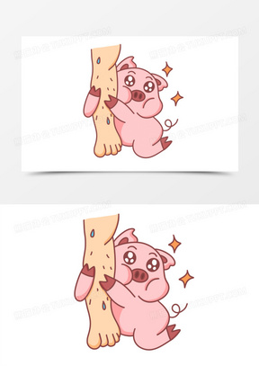 卡通可爱猪猪抱大腿表情包素材