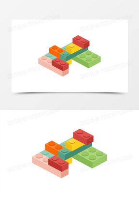 一组手绘立体乐高玩具模型合集系列四元素