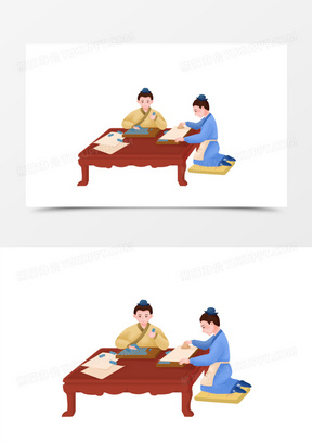 手绘中国四大发明活字印刷术素材