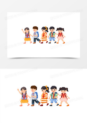 小朋友背书包卡通图片