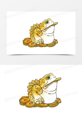 手绘国潮风金蟾免抠元素20卡通财富象征金蟾素材31手绘国潮风金蟾免抠