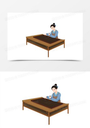 手绘卡通中国四大发明活字印刷素材