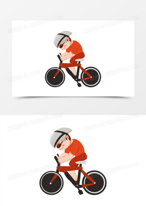 一组卡通q版残奥运动项目合集之骑车免抠元素