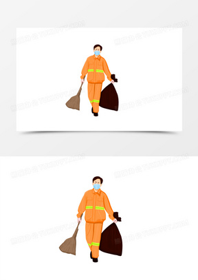 卡通清洁工形象环卫工人元素