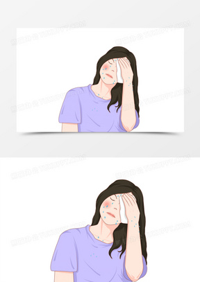 擦汗表情包图片可爱卡通