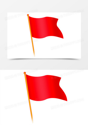 大气红色飘扬红旗免抠素材