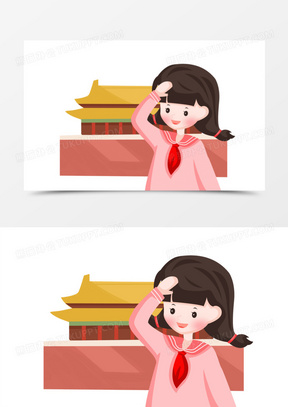 国庆漫画 小女孩图片