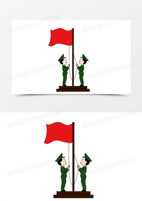 手绘国庆阅兵军人形象插画