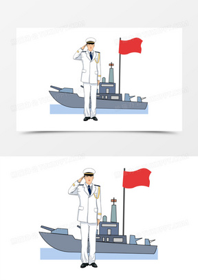 海军简笔画彩色图片