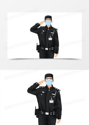 警察敬礼背影画图片