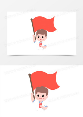 卡通高举党旗宣誓套图之学生宣誓免抠元素