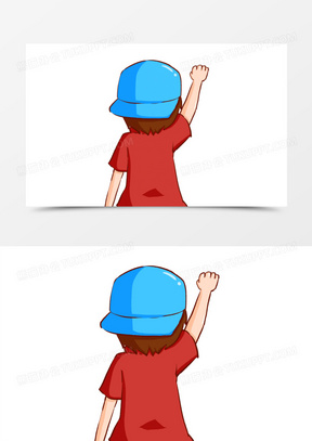 卡通手绘二次元小孩背影元素